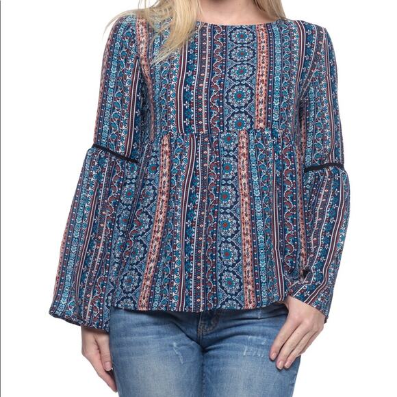 Bell Sleeve Top Boho Blouse - Picture 1 of 7